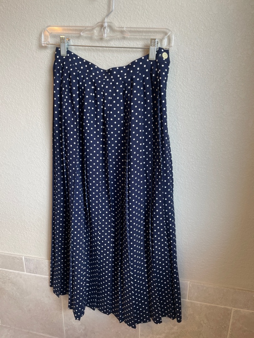 Vintage JG Hook Blue and White Polka Dot Midi Skirt - Picture 2 of 4